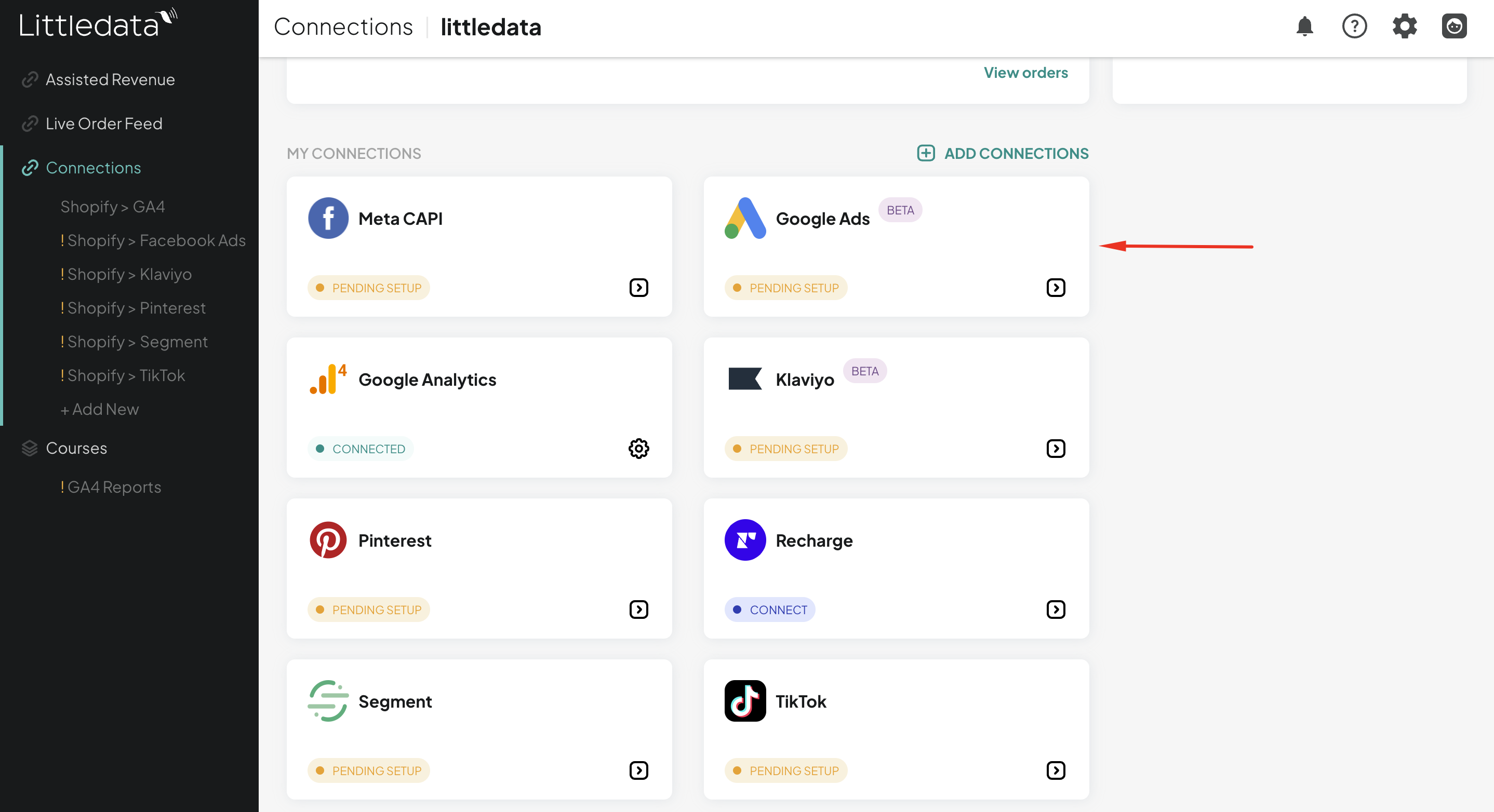 Littledata&#39;s dashboard