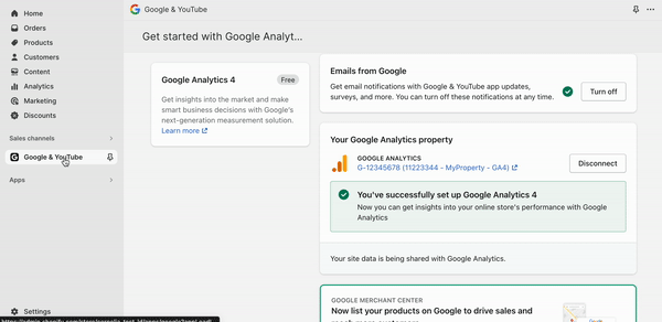 Disable Google sales channel