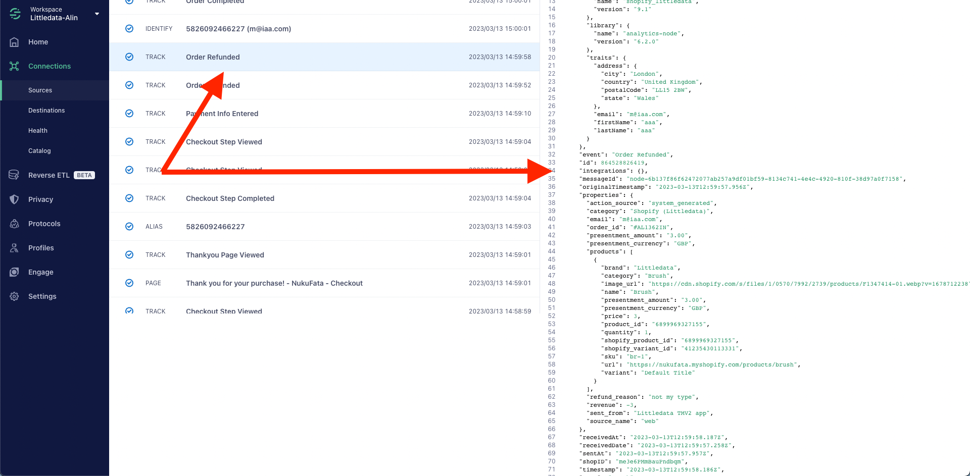 How to see refunds in Segment