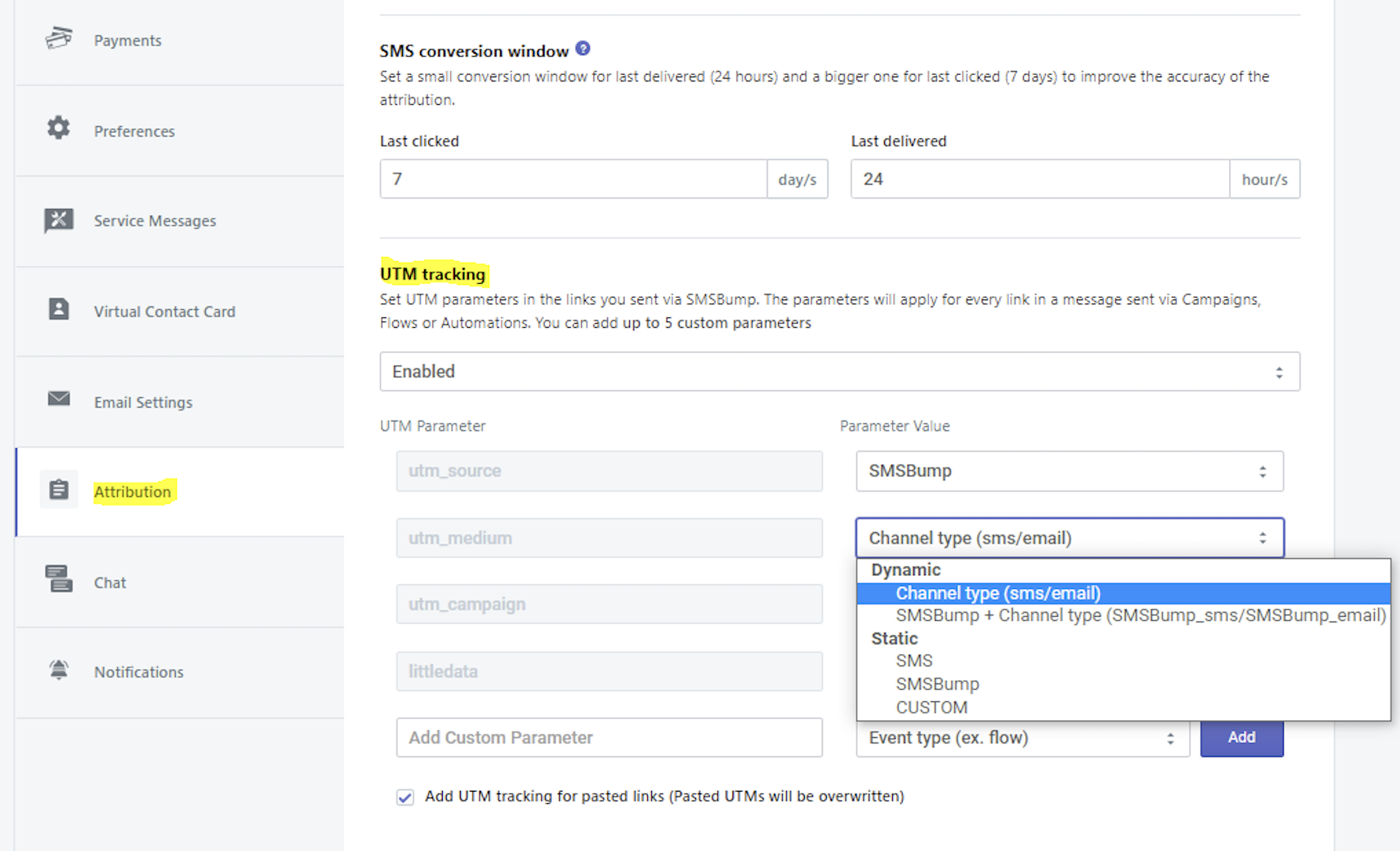 Yotpo SMS google analytics settings for Littledata