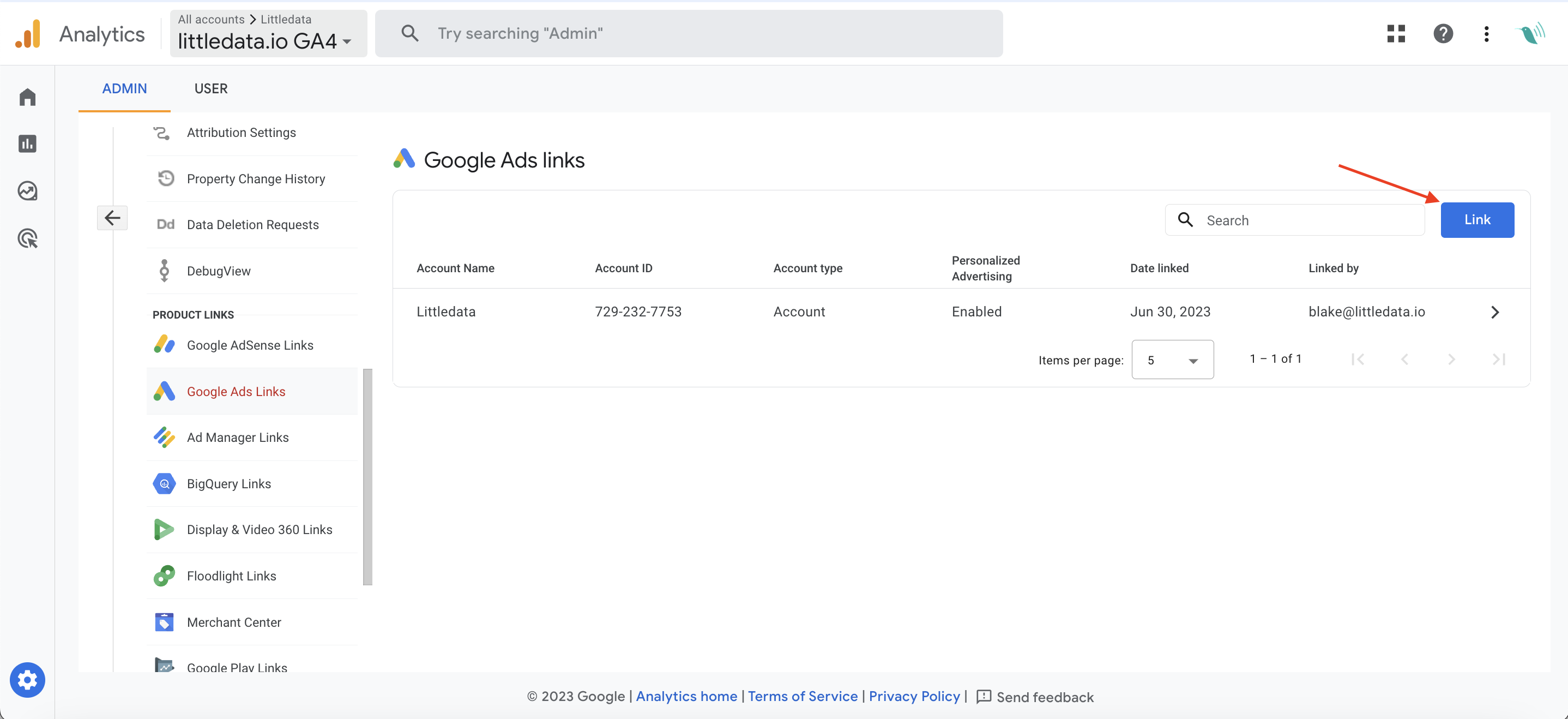 select adwords account ga
