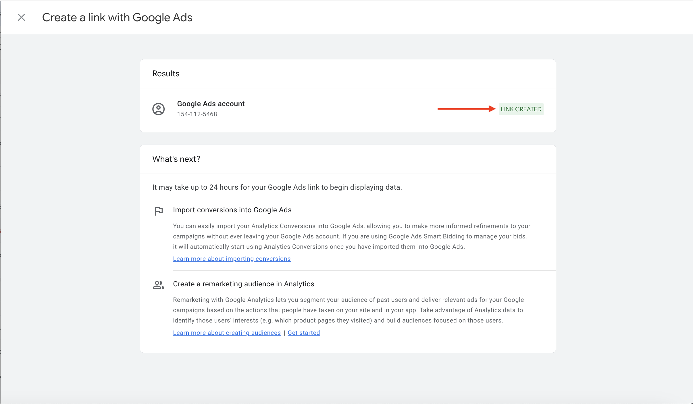 link adwords account to ga account