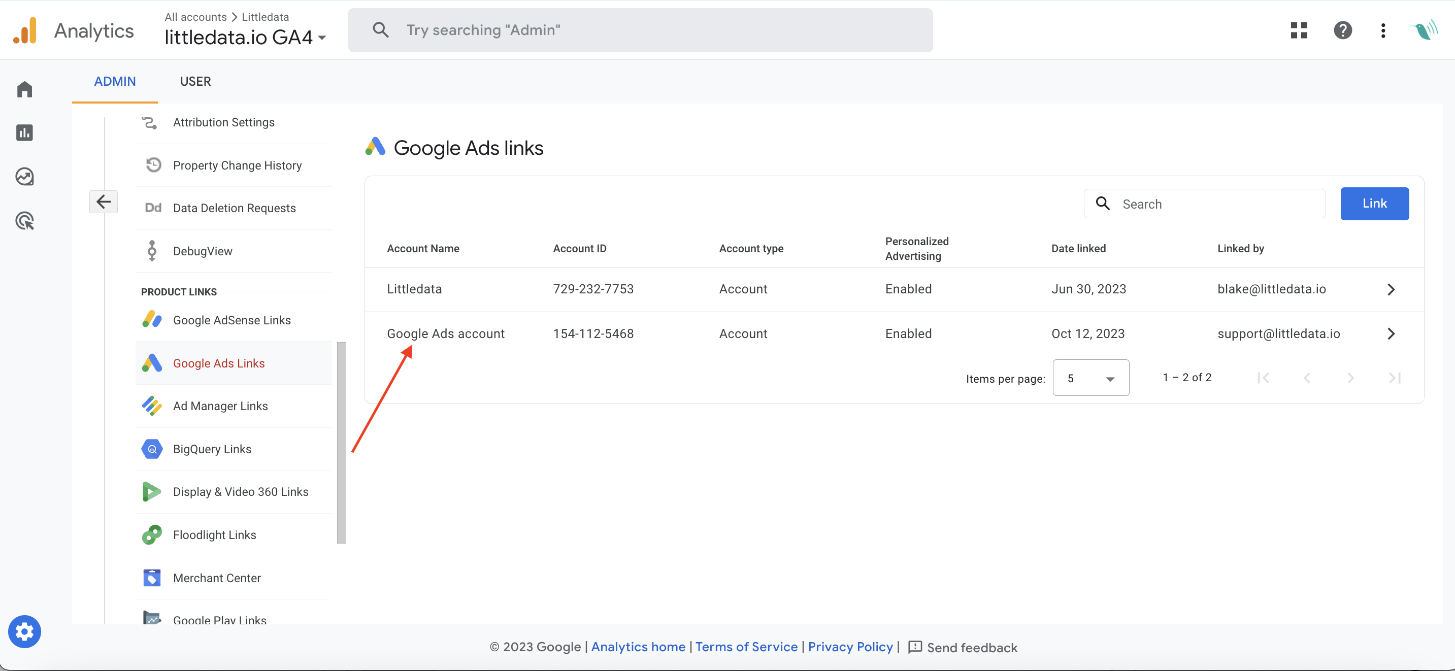 adwords linking