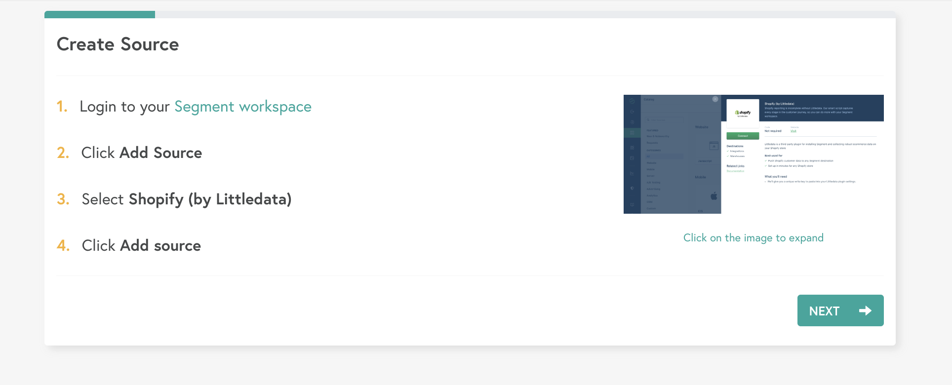Create a Shopify source for Segment